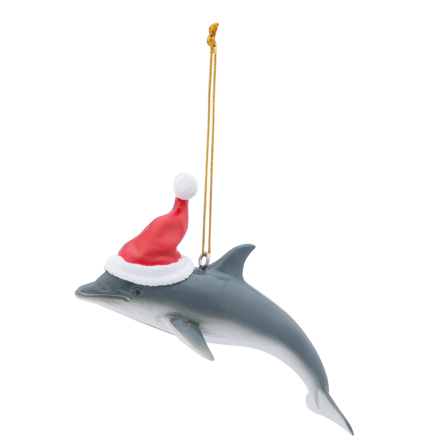 Dolphin with Sant Hat Ornament