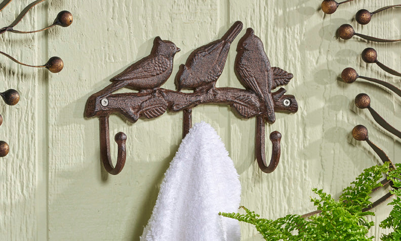 Cast Iron Birds & Branch Design Wall Hook