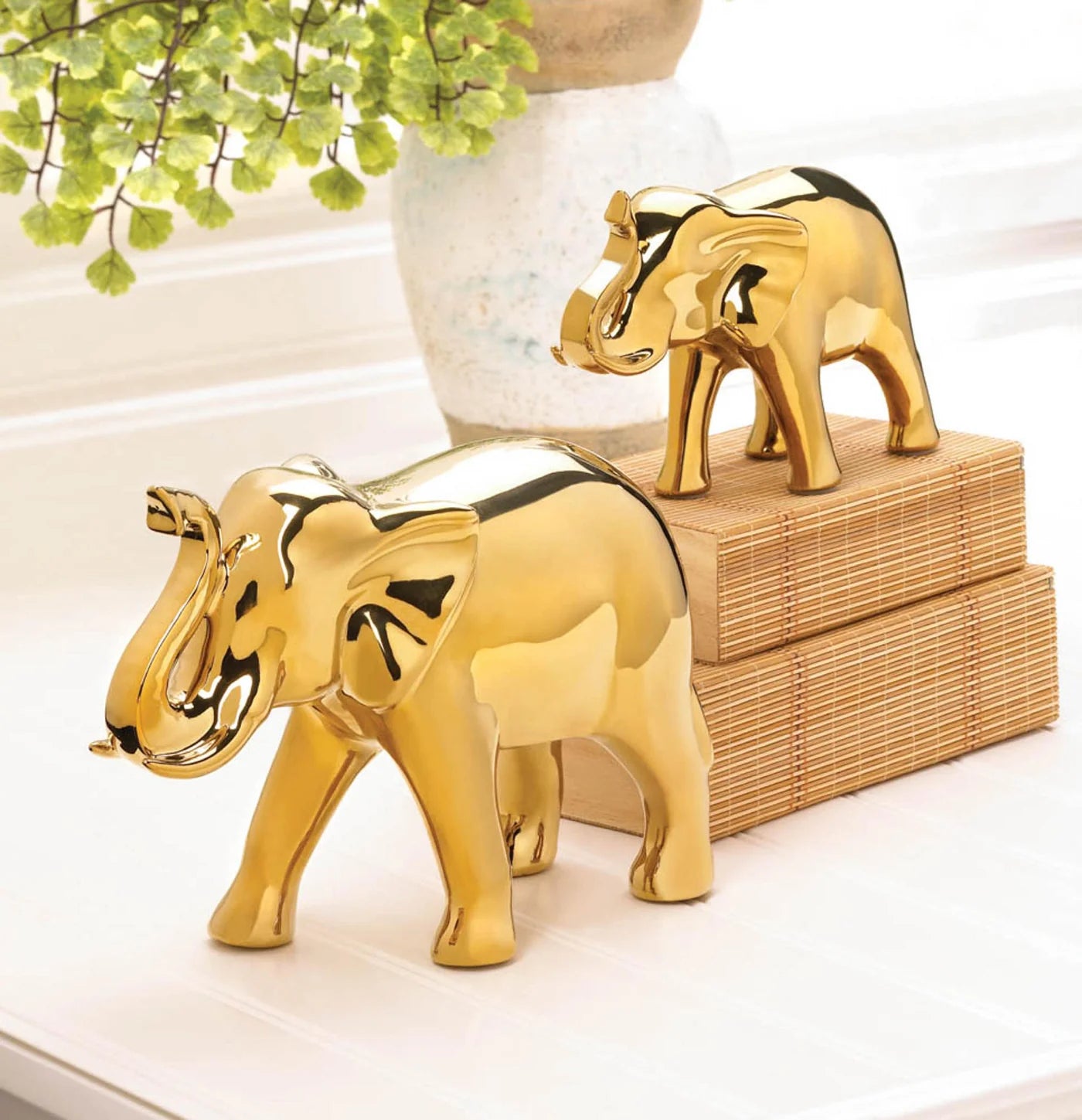 Large Golden Elephant Figure