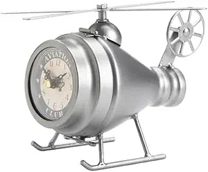 Silver Helicopter Desk Clock
