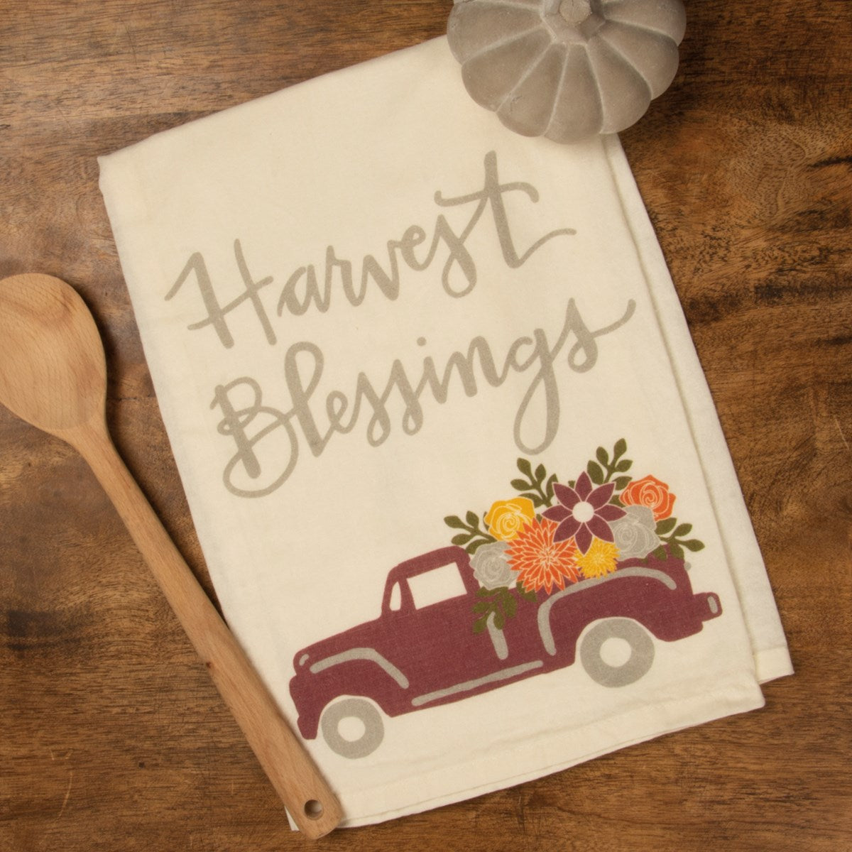 Red Truck Harvest Blessings Kitchen Towel