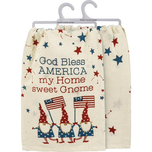 God Bless America Home Sweet Gnome Kitchen Towel