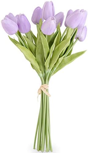 13.5 Inch Light Purple Real Touch Mini Tulip Bundle (12 Stems)