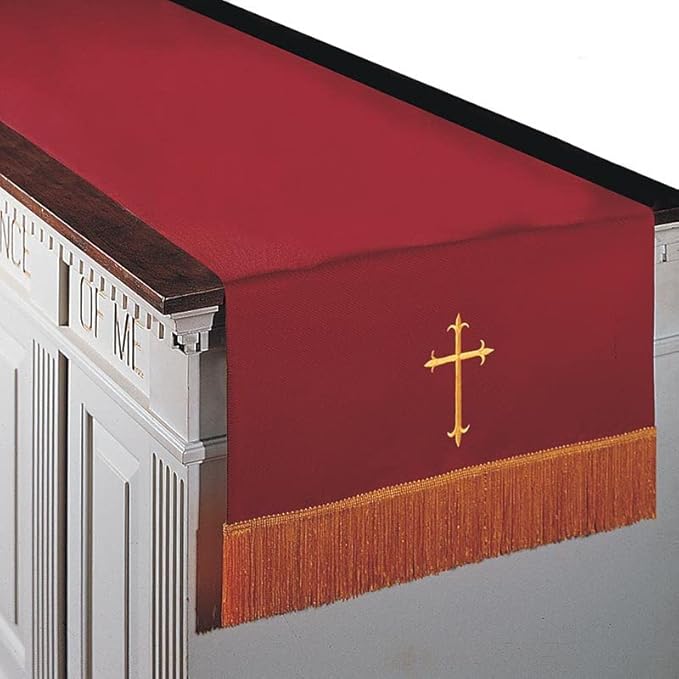 Reversible Fleur-de-Lis Cross Communion Table Runner - Red/White