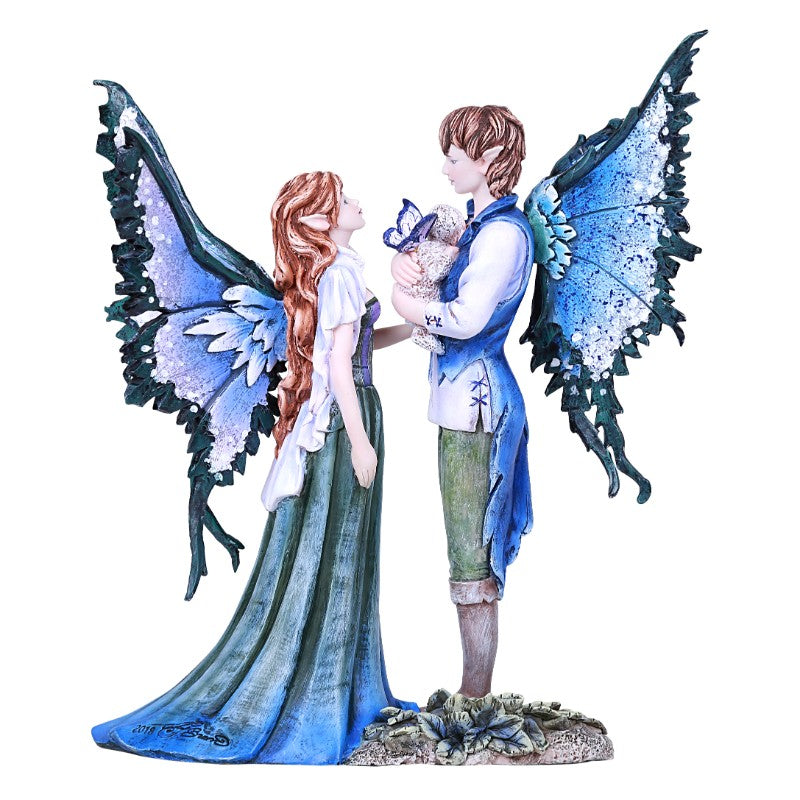 Fairy Couple with Baby Family Statue