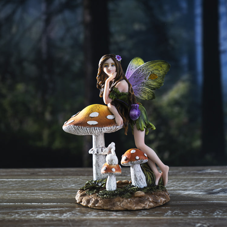 Mushroom Butterfly Fairy Figurine