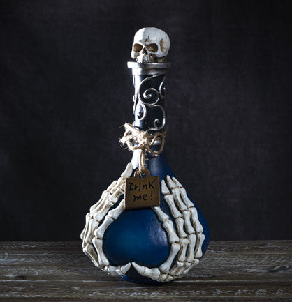 Drink Me Potion Skeleton Hand Bottle Gothic Figurine