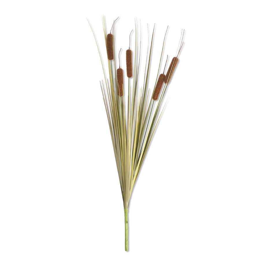 25 Inch Light Brown 5 Head Cattail Stem