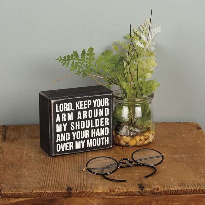 Hand Over My Mouth Box Sign