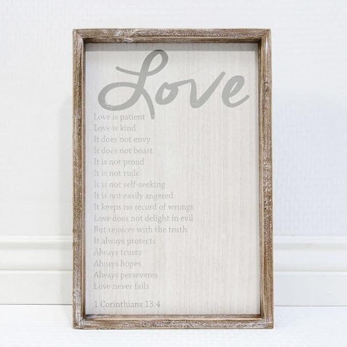 11"x 16"x 1.5" Wooden Sign, Brown And White