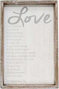 11"x 16"x 1.5" Wooden Sign, Brown And White