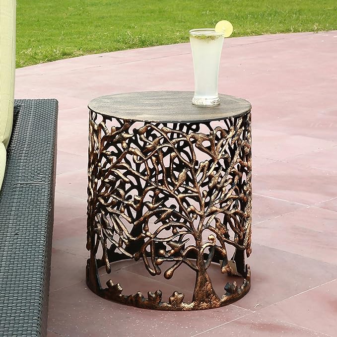 Tree And Lattice Pattern Garden Stool