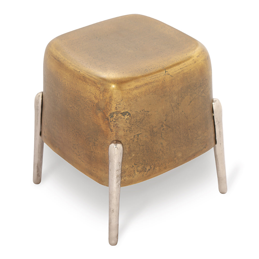 Brass And Nickel Finish Four Legged Side Table