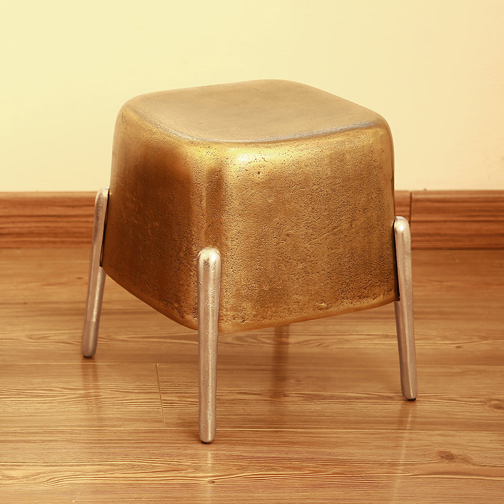 Brass And Nickel Finish Four Legged Side Table