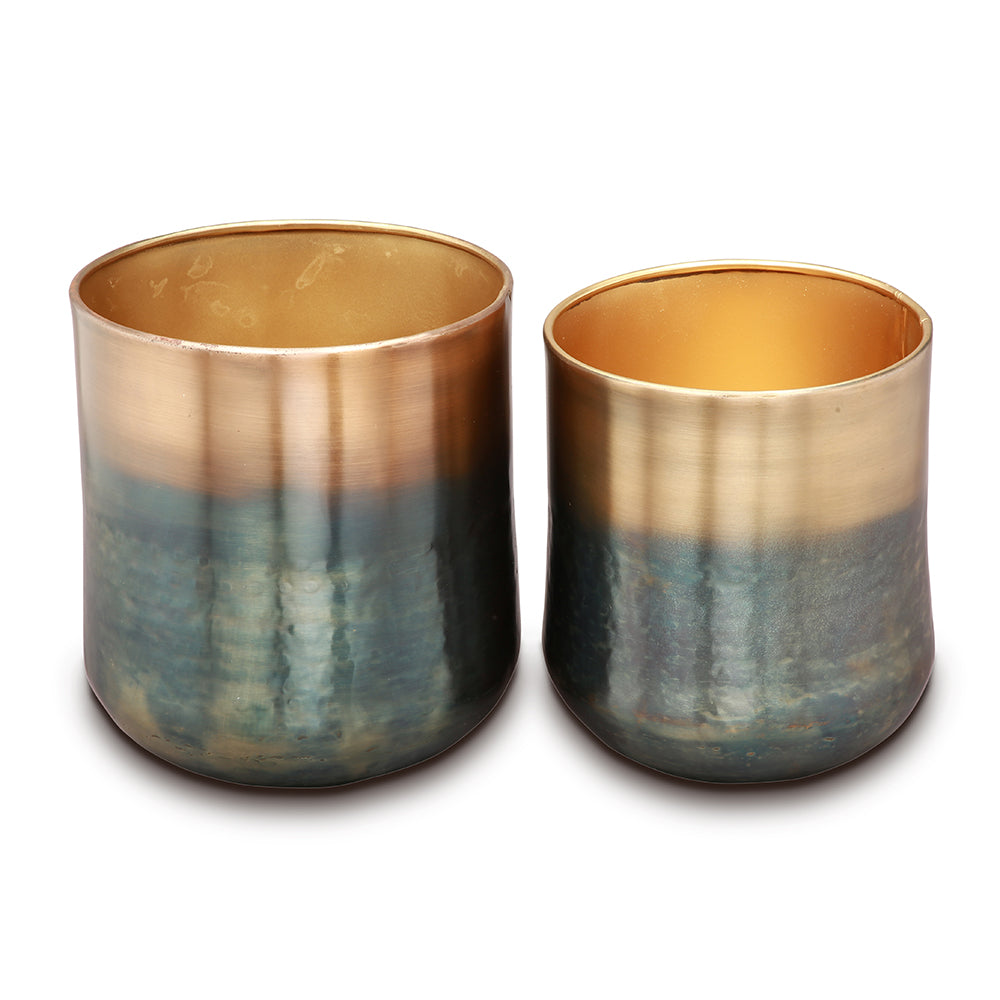 Burnt Brass Finish Planter Holder Set of 2