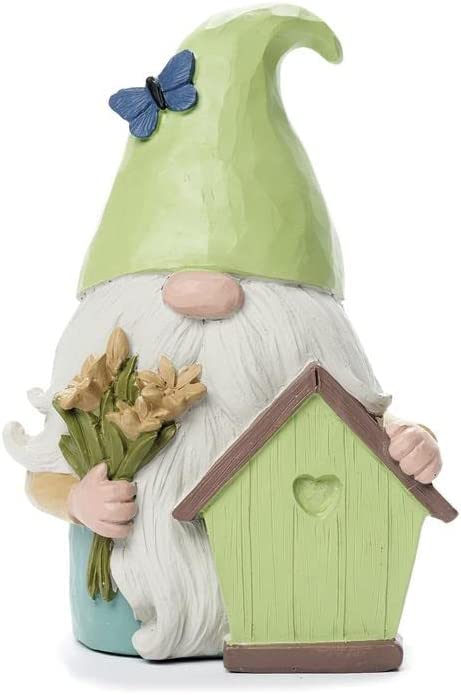 Gnome with Green Hat & Birdhouse