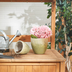 Weathered Cement Flower Pot Set/2