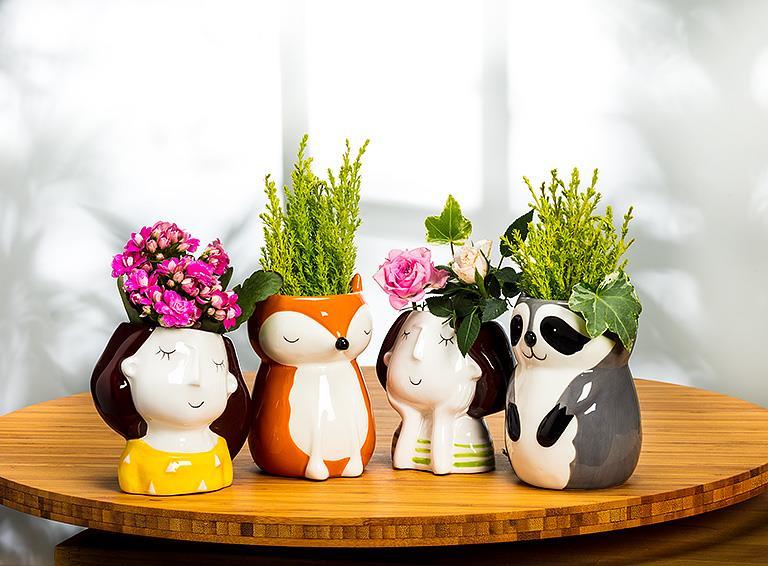 Sitting Raccoon Planter/Vase