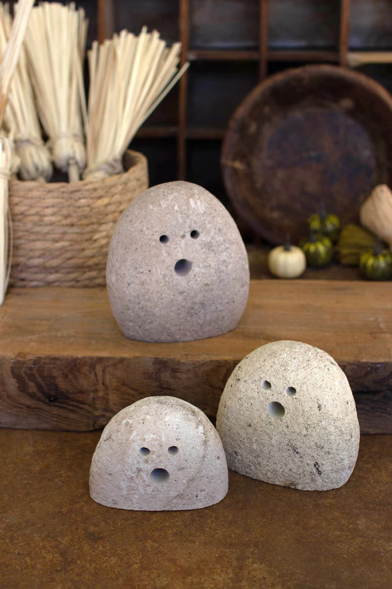 Set of 3 Tabletop River Rock Ghosts