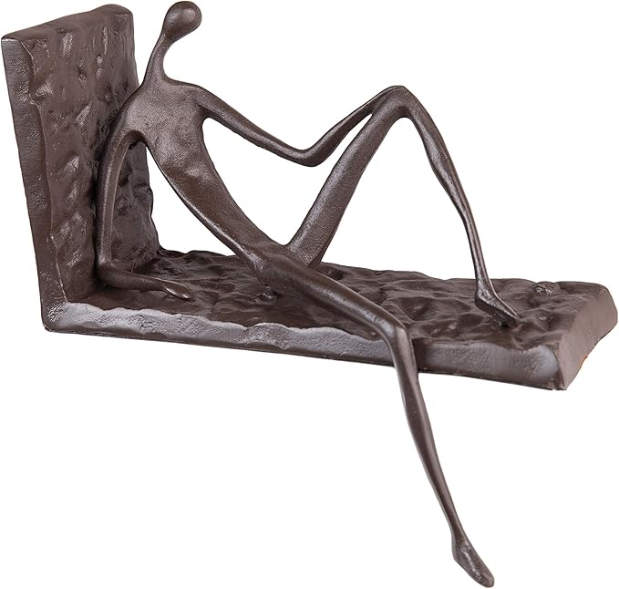 Decorative Cast Iron Single Bookend - Man On Ledge
