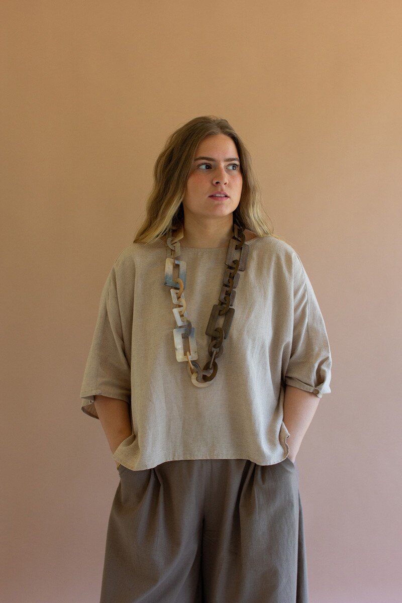Two-Toned Horn Chain Necklace
