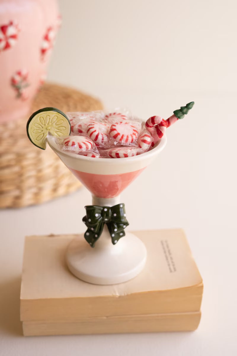 Set of 2 Novelty Ceramic Christmas Martini Glasses