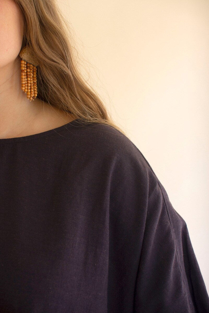 Short-Sleeve Blouse with Button Detail on Sleeves