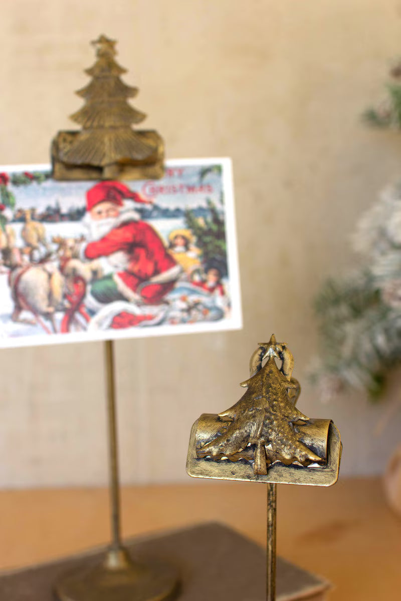 Set of 2 Christmas Tree Card Clips on Stands