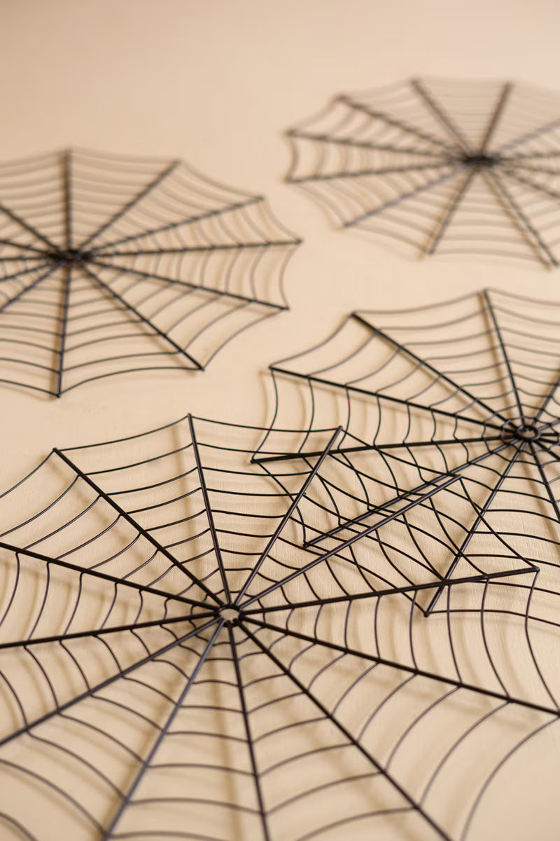 Set of 4 Black Wire Spider Web Placemats