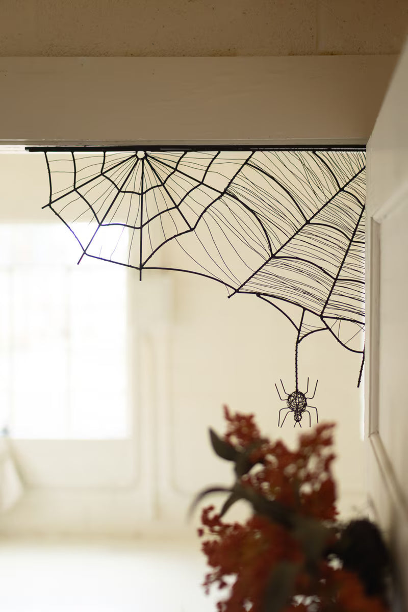 Wire Halloween Spider Web Corner Bracket