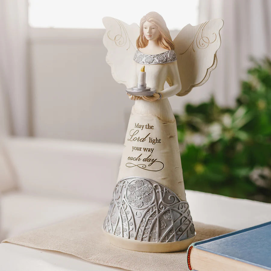 Light 9" Angel Holding Candle