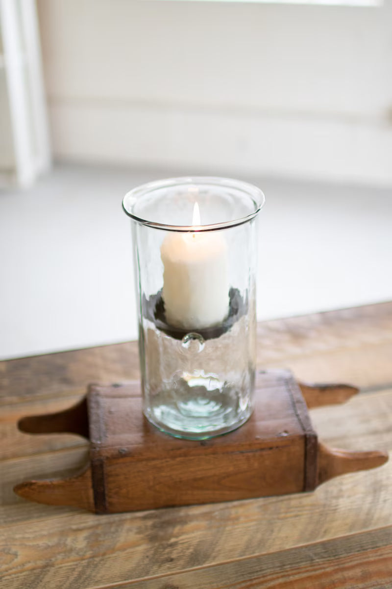Medium Mini Glass Candle Cylinders with Rustic Insert