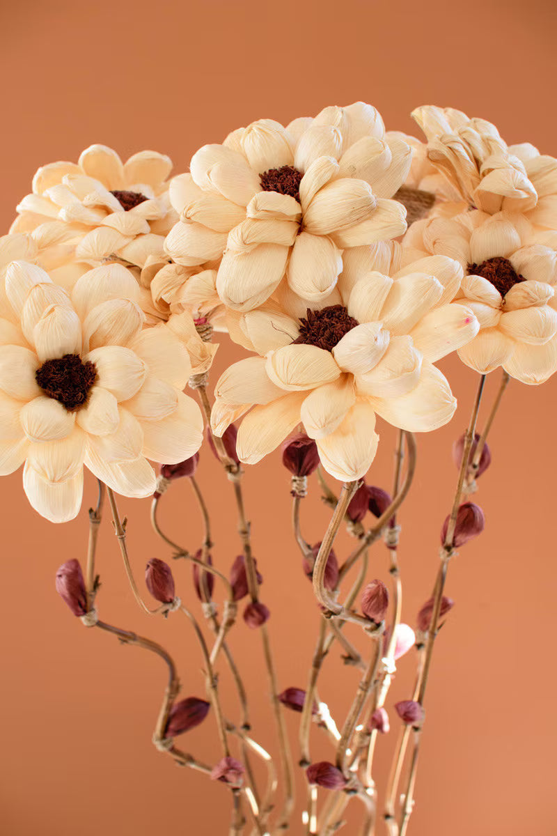Camilia Set of 12 Cornhusk Botanicals on a Bamboo Stem