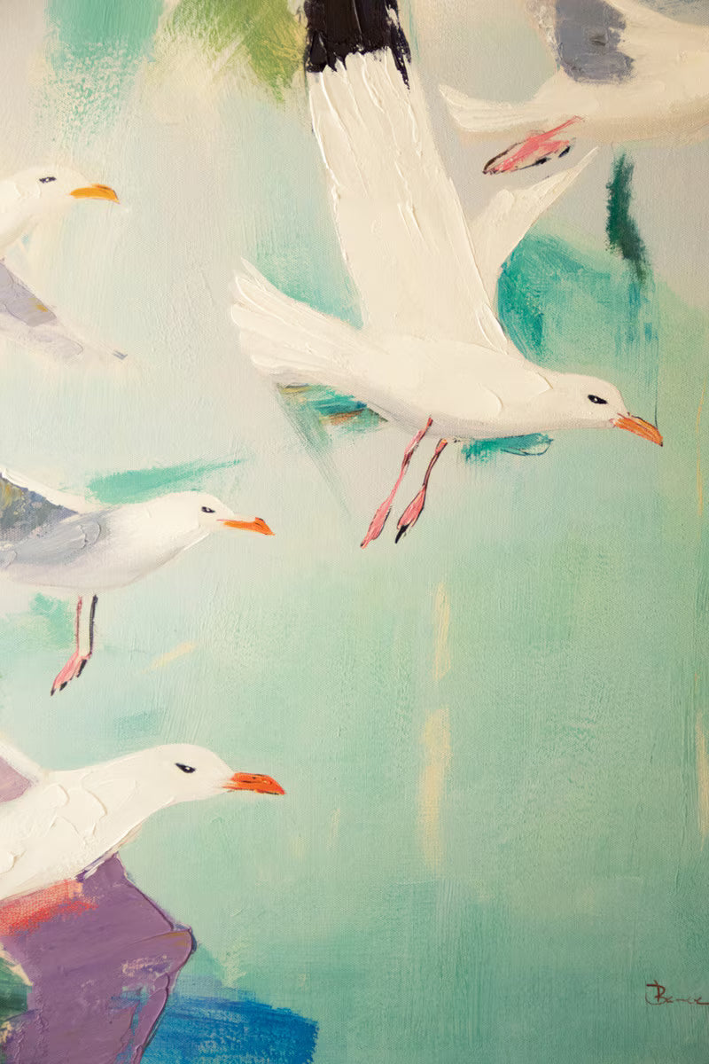 Framed Seagulls Painting