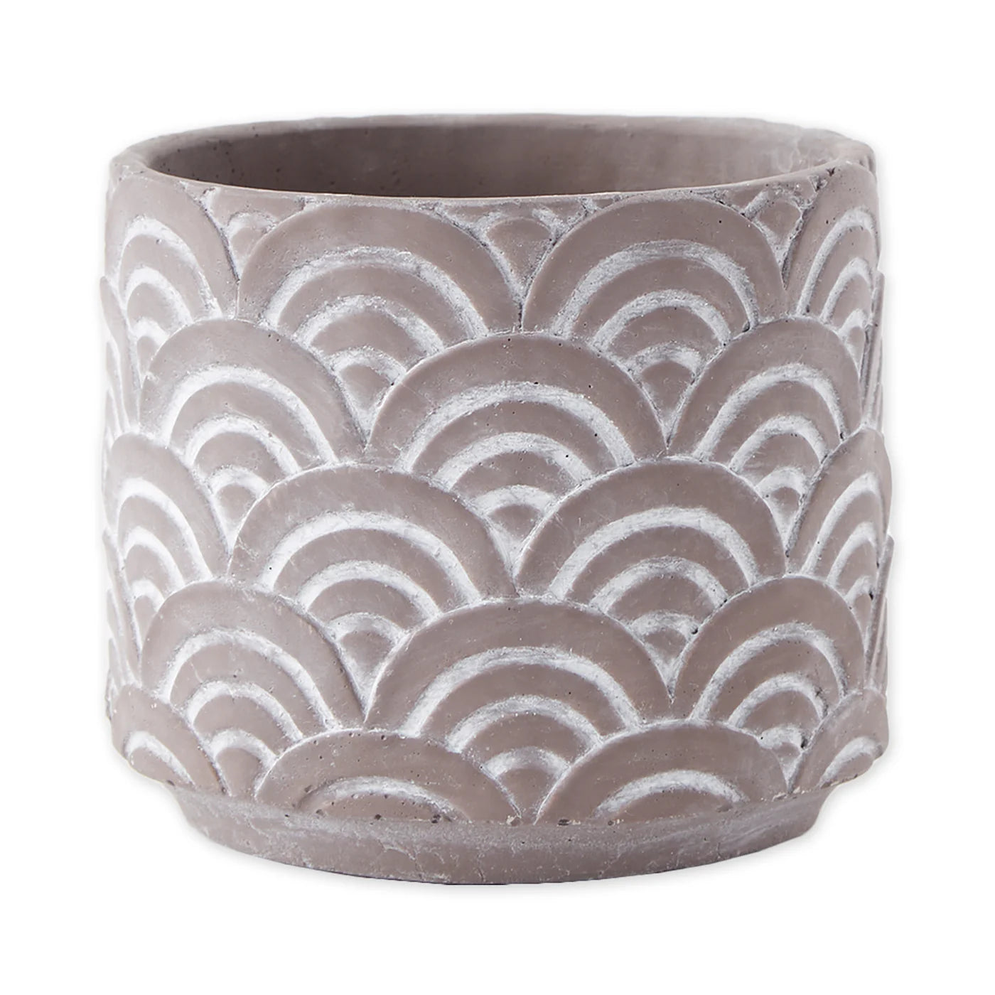 Black Scalloped Cement Flower Pot Set/2