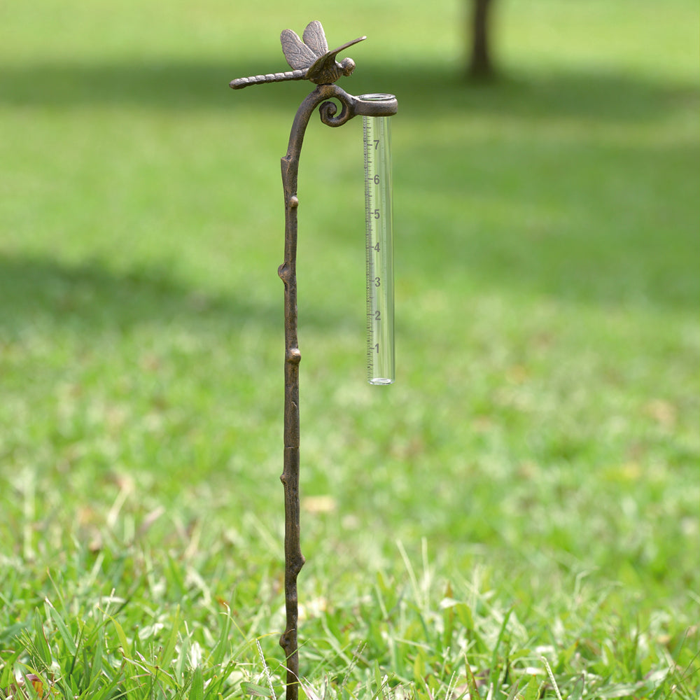Dragonfly Rain Gauge Garden Stake