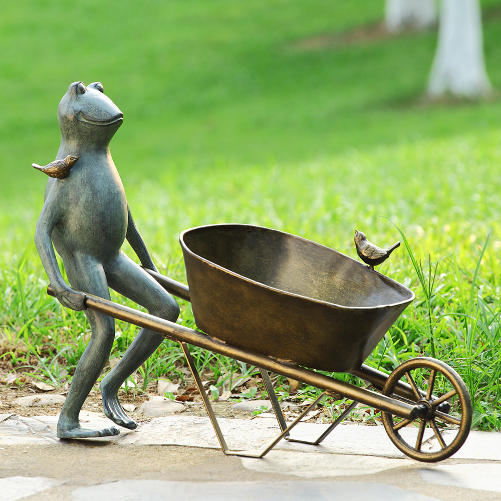 Frog and Bird Planter Holder