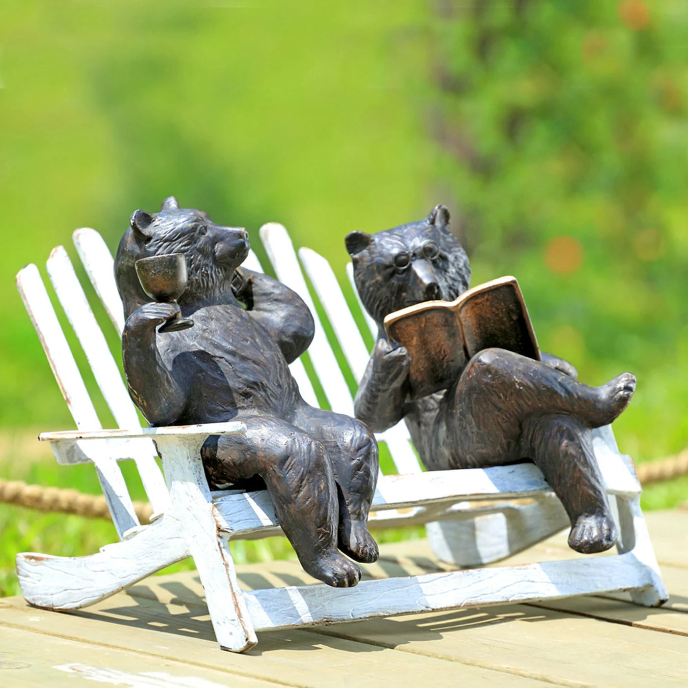 Hipster Bears On Bench Garden