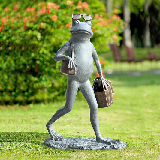 Suave Shopper Frog Garden Sculpture