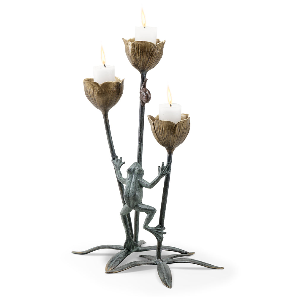 Frog And Flower Trio Candleholder