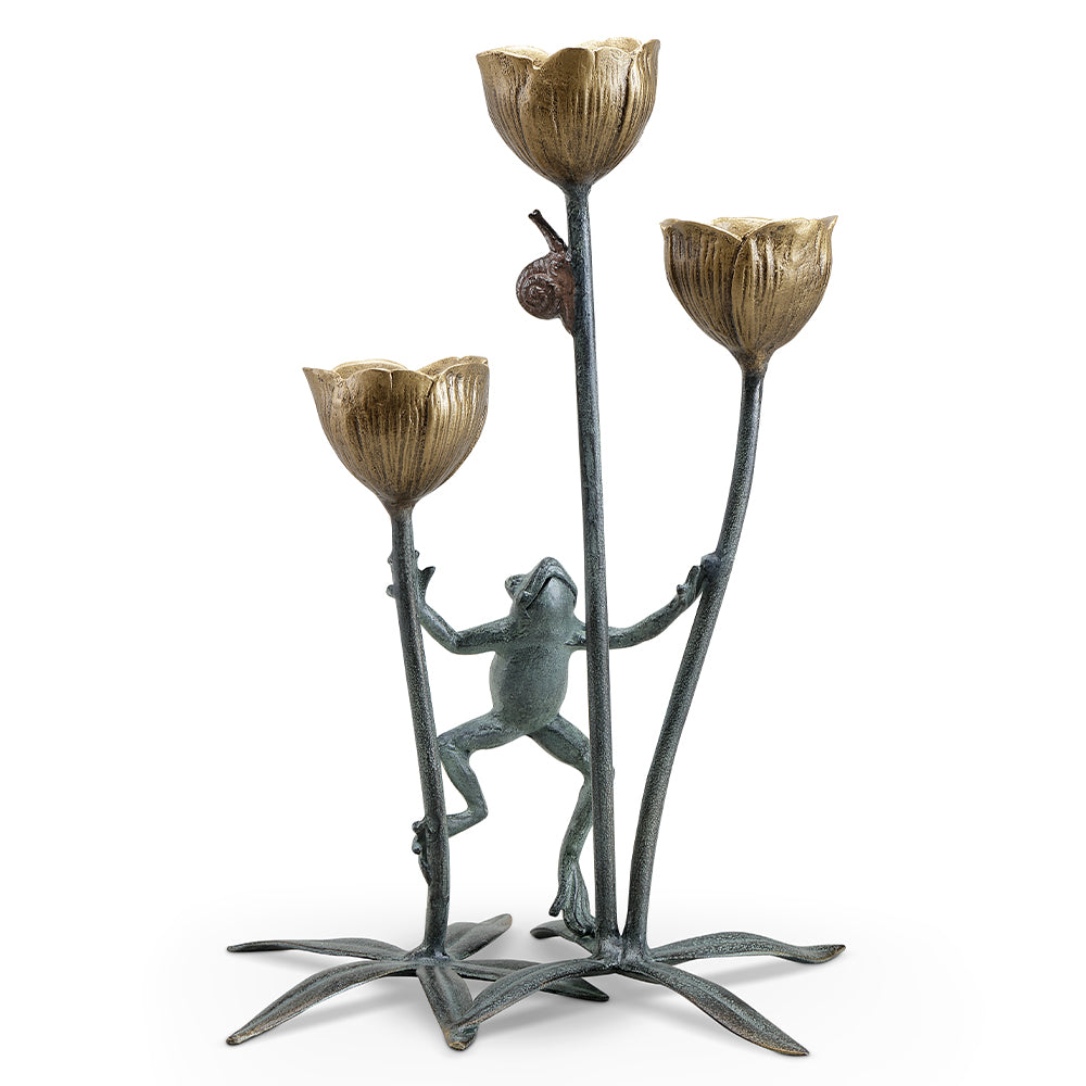 Frog And Flower Trio Candleholder