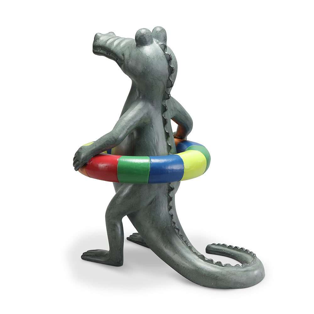 Pool Time Gator Garden Sculpture
