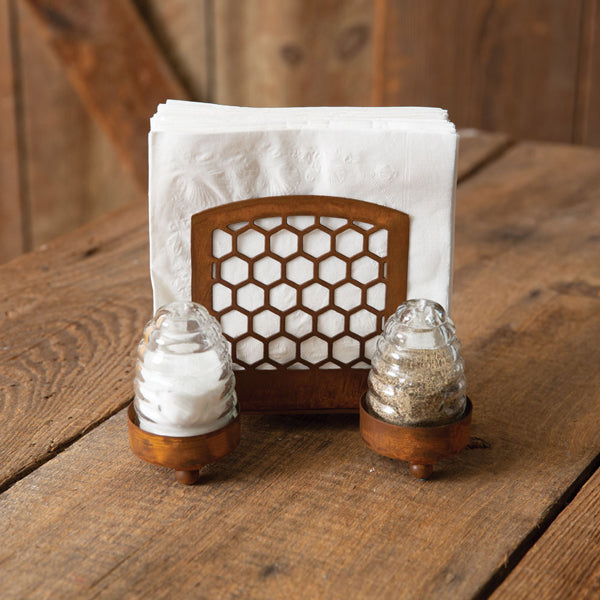 Honey Hive Salt Pepper And Napkin Caddy