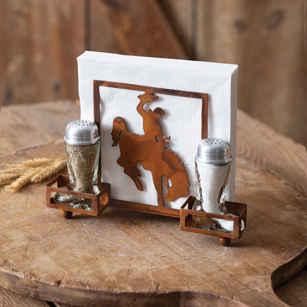 Cowboy Salt Pepper And Napkin Caddy