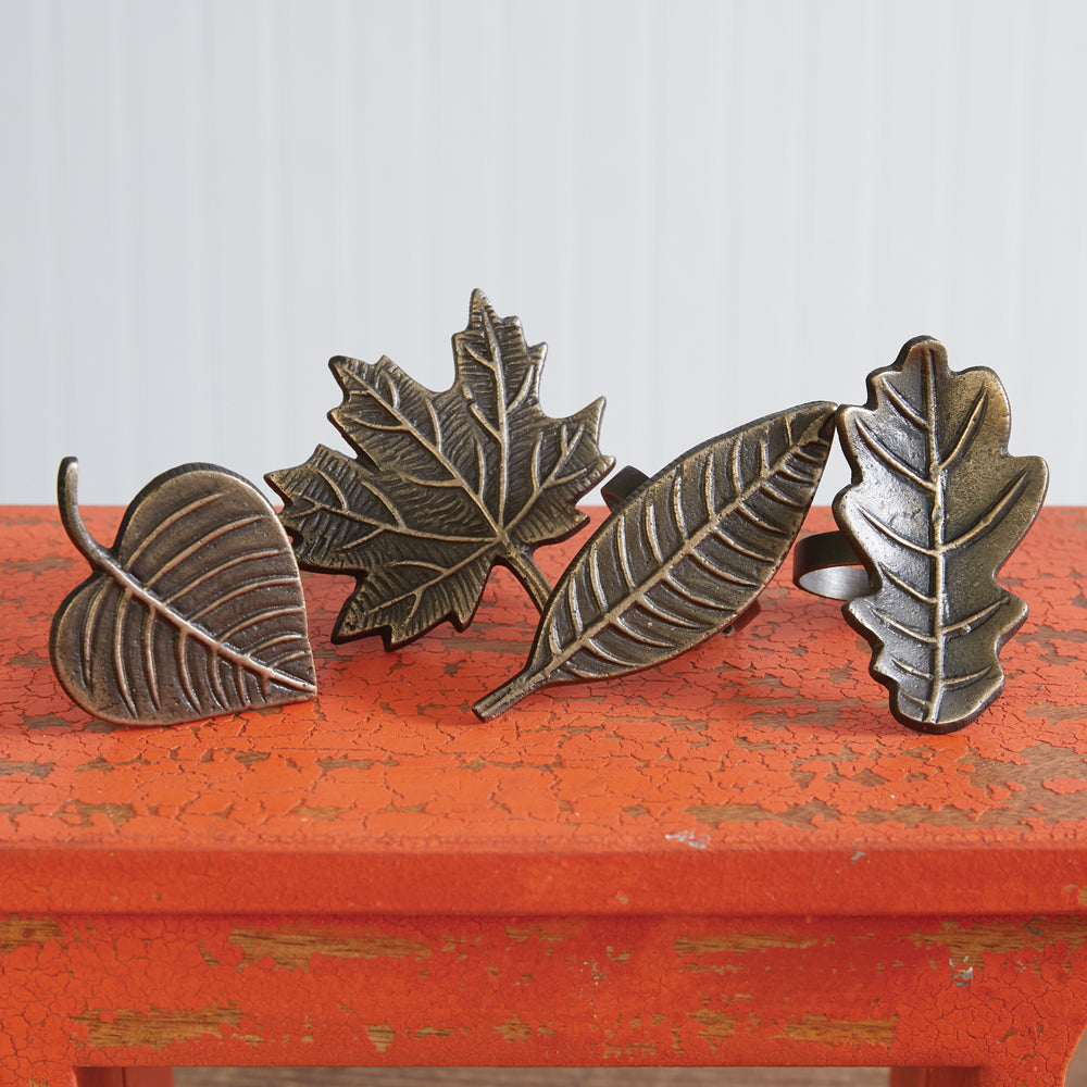 Set of Four Leaf Napkin Rings