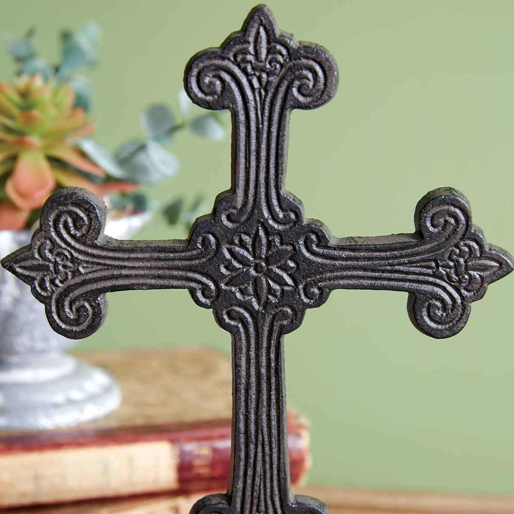 Ornate Cast Iron Cross Statue
