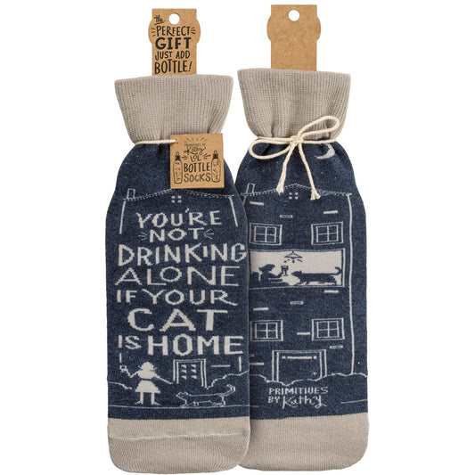 Not Drinking Alone If Cat Home Bottle Sock