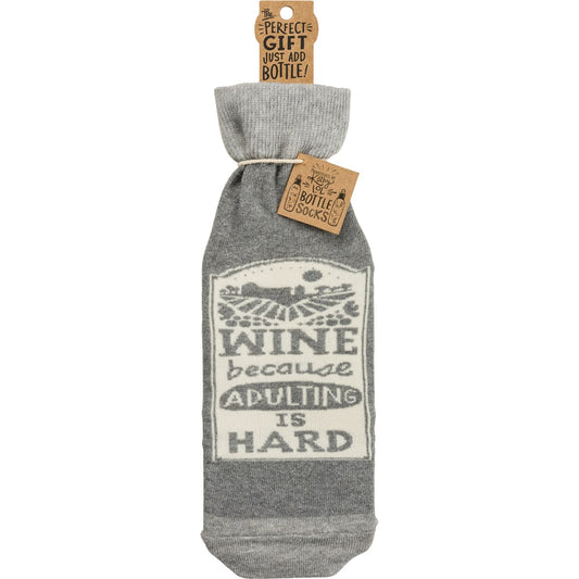 Wine Because Adulting Is Hard Bottle Sock