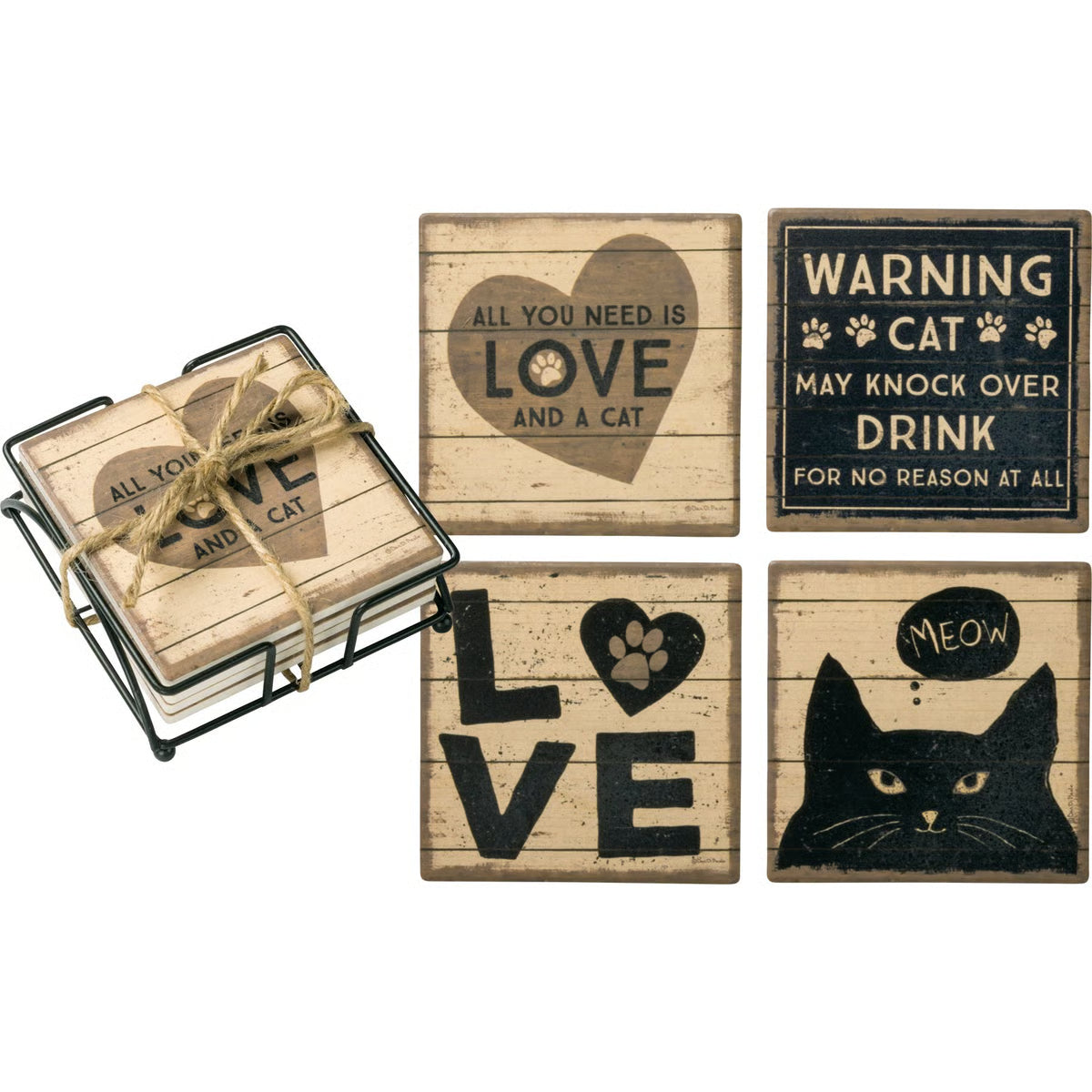 All You Need Is Love And A Cat Coaster Set