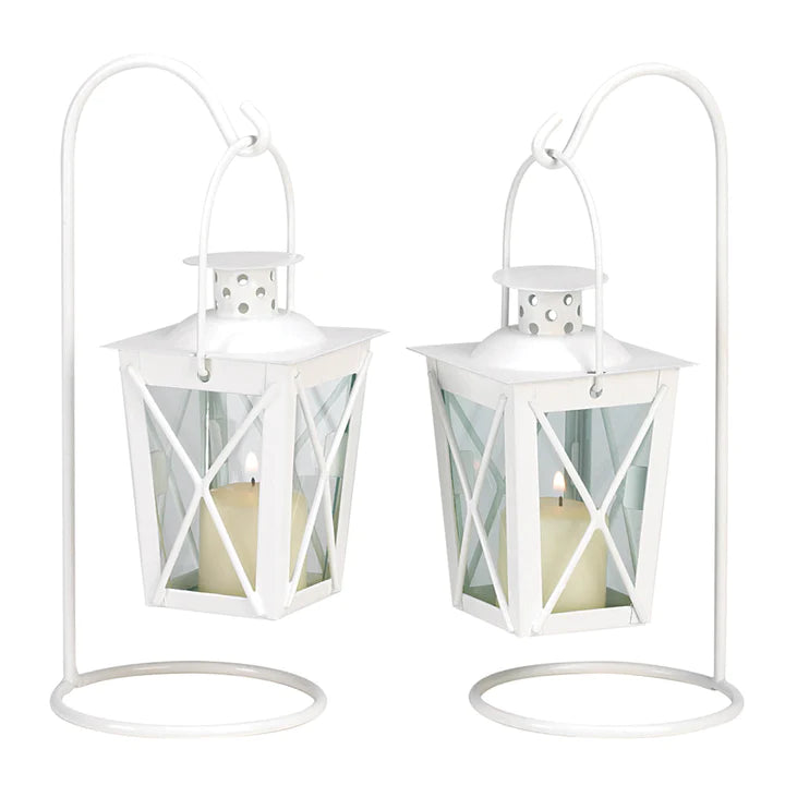 White Railroad Candle Lantern